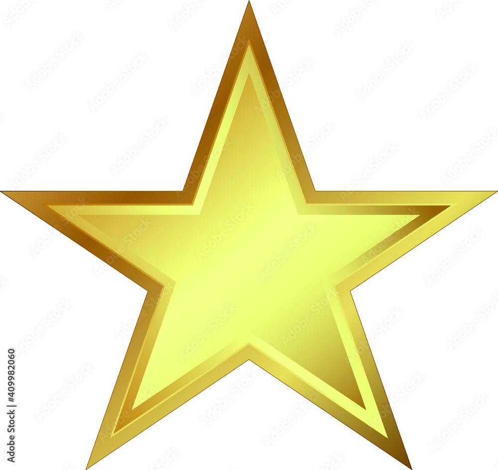 Obraz premium Golden five-pointed star with overflow 2 gradient borders EPS 10 editable 