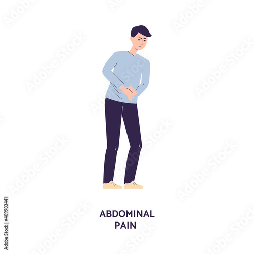 Abdominal pain syndrome - cartoon man with stomach ache