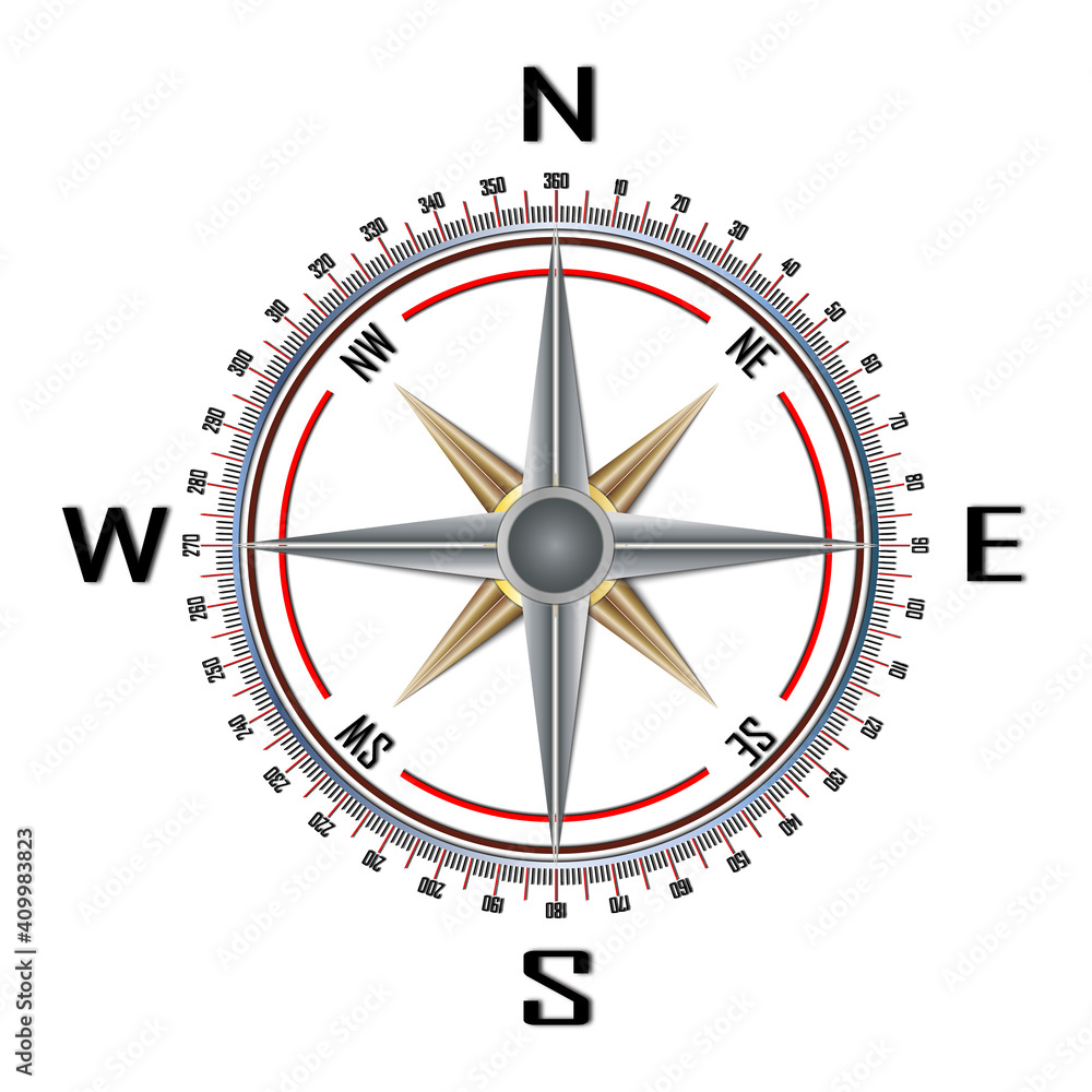 Vector illustration of close up compass isoleted on white background Vector illustration of close up compass isoleted on white background