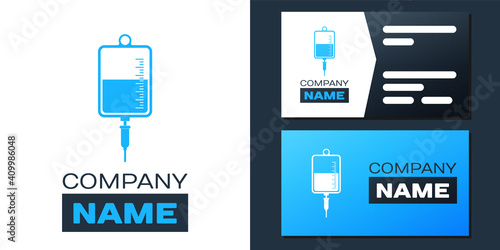 Logotype IV bag icon isolated on white background. Blood bag icon. Donate blood concept. The concept of treatment and therapy, chemotherapy. Logo design template element. Vector.