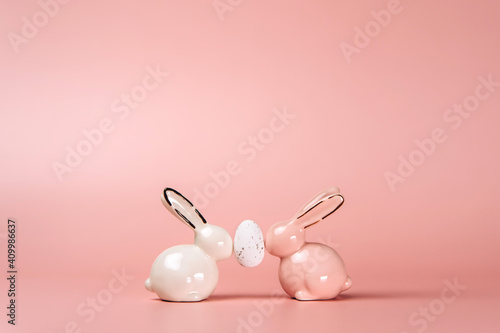 Creative photo of easter eggs on colorful background.