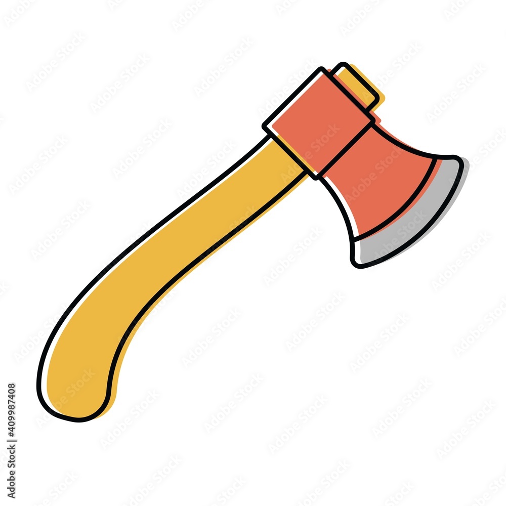 ax with wooden handle. hand locksmith tools. vector icon in flat style ax with wooden handle. hand locksmith tools. vector icon in flat style