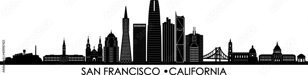 SAN FRANCISCO California SKYLINE City Silhouette
