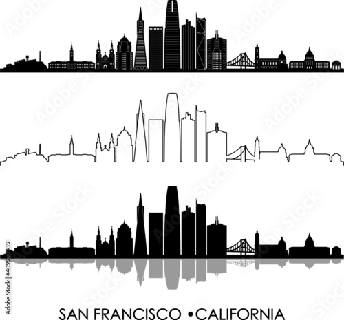 SAN FRANCISCO California SKYLINE City Silhouette
