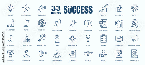 Fotografia Simple Set of Success, Goals and Target Related Vector Line Icons