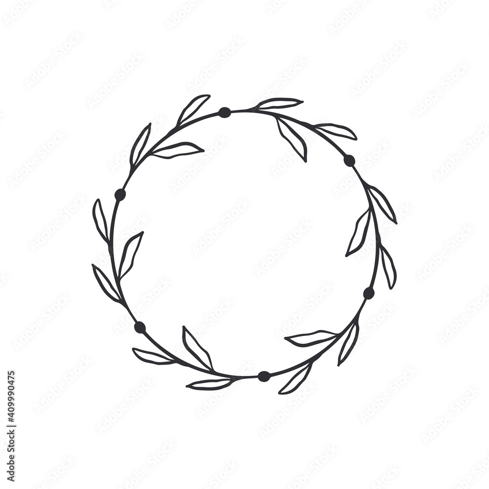 Frame template. Wreath. Round frame with vine. Hand drawn floral wreaths. Vector hand drawn design element. Round border with space for text. Leaf wreath. Logo template. Plant frame. Flowers frame. Frame template. Wreath. Round frame with vine. Hand drawn floral wreaths. Vector hand drawn design element. Round border with space for text. Leaf wreath. Logo template. Plant frame. Flowers frame.