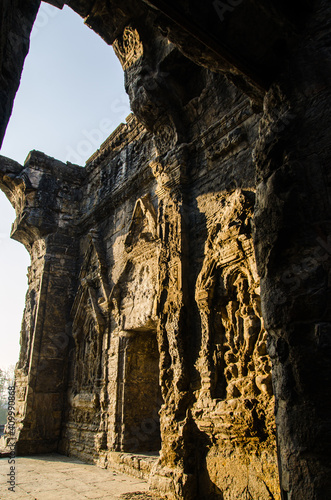 Vertical shot of the ruins of the Martand Sun Temple in India photo