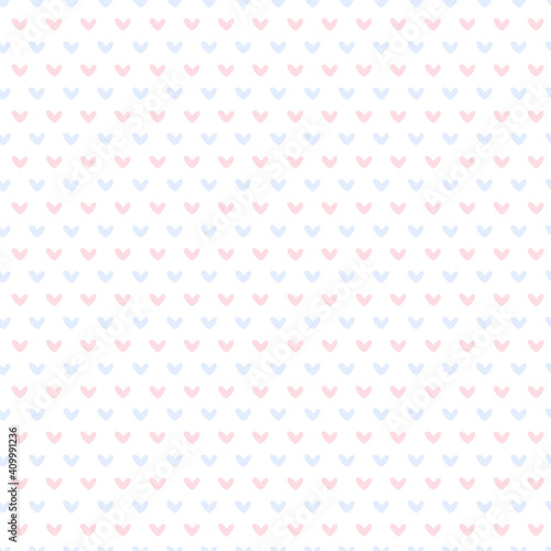 Hand drawn vector blue pink Hearts Seamless Pattern. Romantic Valentine's Day, Birthday Holiday Texture. Abstract Love Background for baby print, wrapping paper, textile, invitation, package, card