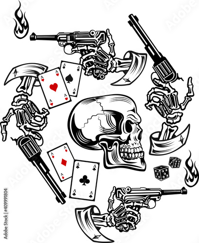 skull and guns