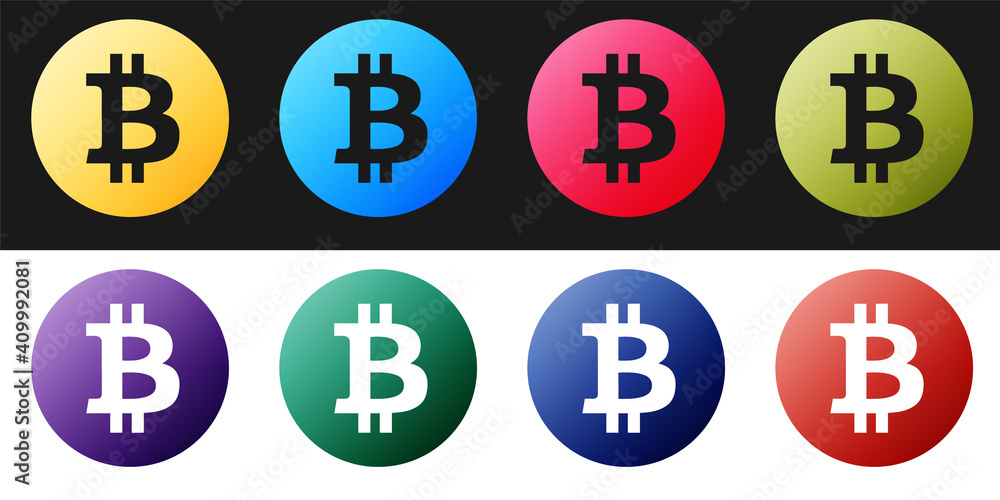 Set Cryptocurrency coin Bitcoin icon isolated on black and white background. Physical bit coin. Digital currency. Blockchain based secure crypto currency. Vector. Set Cryptocurrency coin Bitcoin icon isolated on black and white background. Physical bit coin. Digital currency. Blockchain based secure crypto currency. Vector.