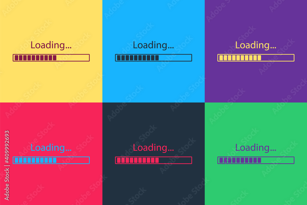 Pop art Loading icon isolated on color background. Progress bar icon. Vector.