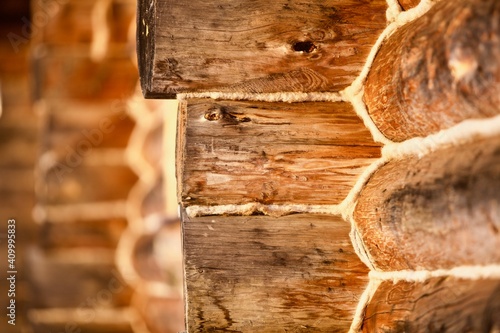 Fotografie Frame of the wooden log house