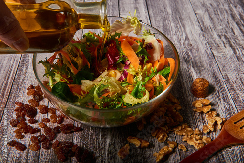 A succulent and tasty salad dressed with virgin olive oil typical of the Mediterranean diet