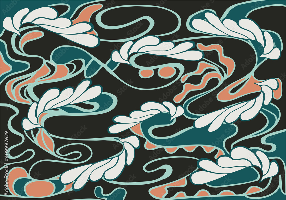 original background with flowing lines and plant shapes