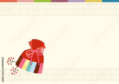 Korean traditional lucky bag on Korean traditional background.Korean new year's day background.
