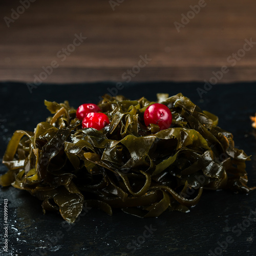 Wallpaper Mural Wakame salad, raw seaweed, Japanese cuisine, top view. Torontodigital.ca