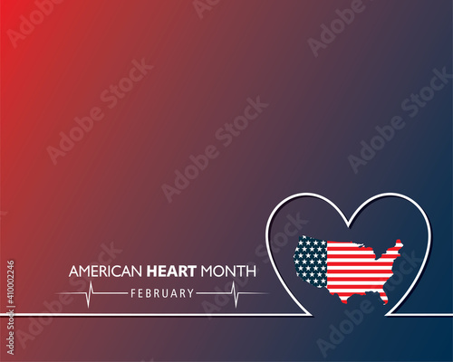 Vector illustration of National American Heart Month observed in February