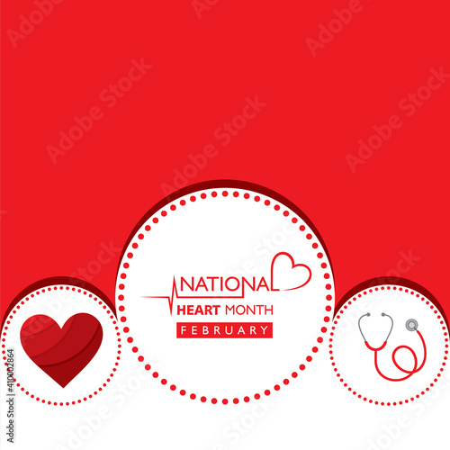 Vector illustration of National Heart Month observed in February