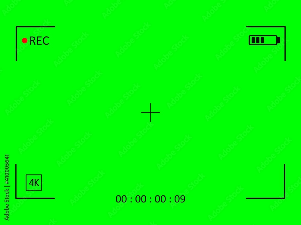 Green screen camera with video shooting parameters. Chroma key with