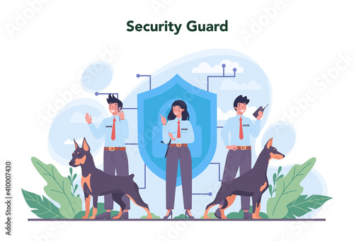 Security guard concept set. Surveillance and ptrotection idea.