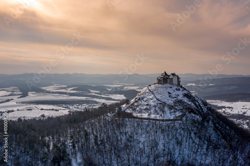 Hungary panorama view of Fuzer (Füzér) castle and Zemplen (Zemplén) mountains. The castle built in 1264. photo
