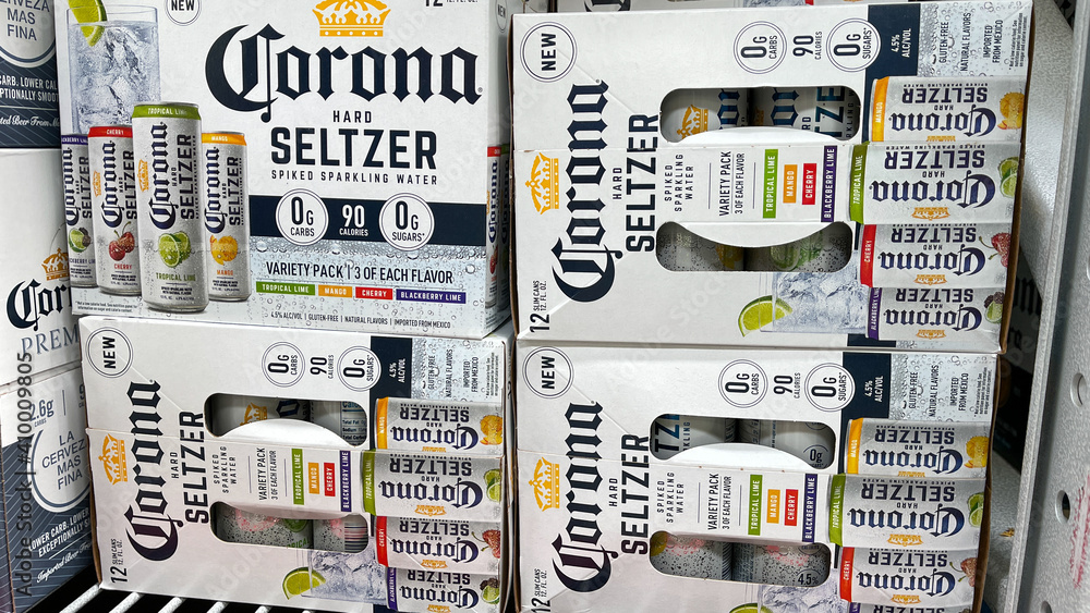 Cases of Corona Hard Seltzer Spiked Sparkling water alcohol beverages