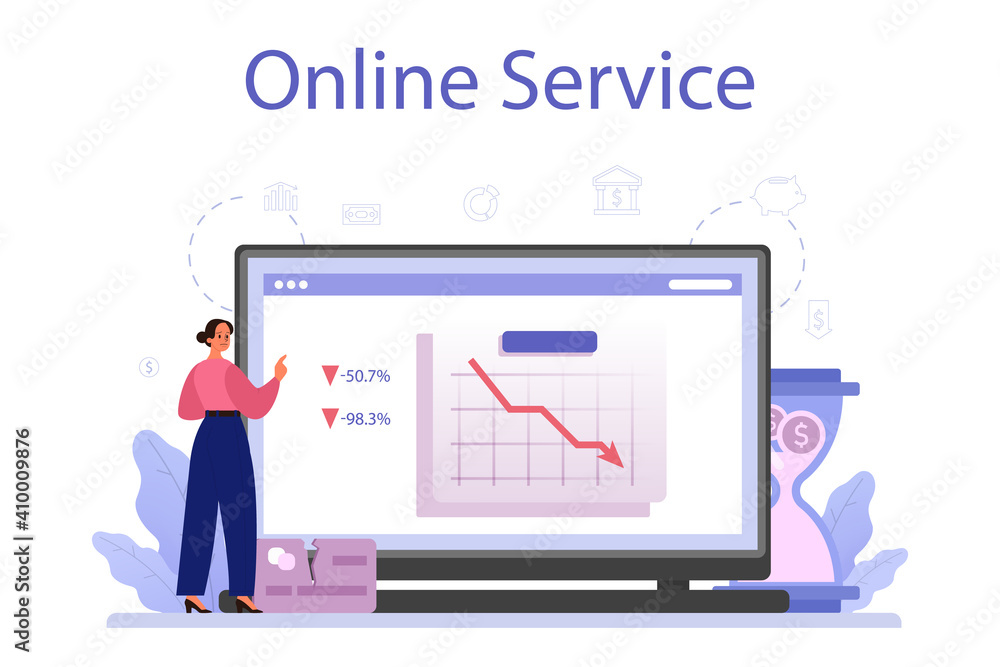 Bankruptcy online service or platform. Financiall crisis with falling Bankruptcy online service or platform. Financiall crisis with falling