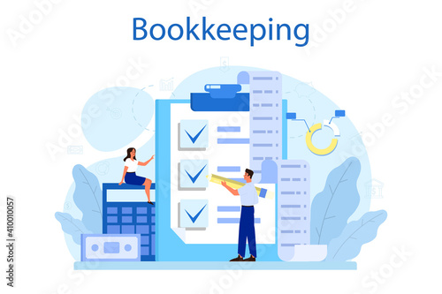 Bookkeeper concept. Professional accountant office manager. Tax calculating