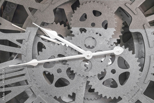 mechanical watch face close-up. movement of the wall clock