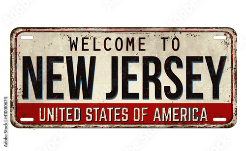 Welcome to New Jersey vintage rusty metal plate