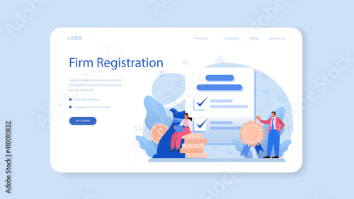 New company registration web banner or landing page
