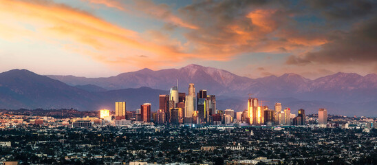 Los Angeles skyline sunset