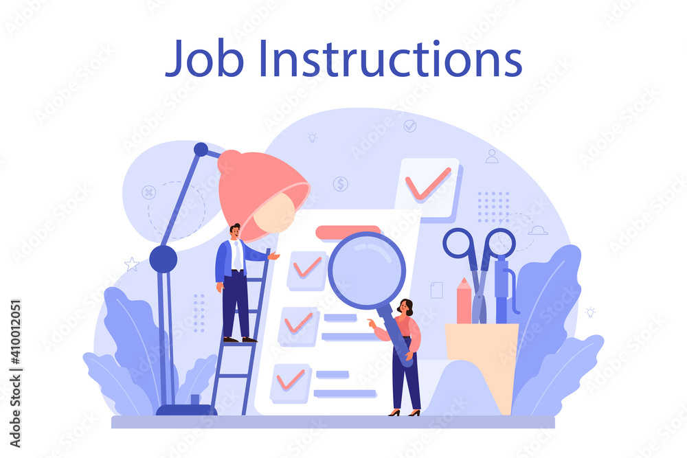 Job instruction concept. Personnel management and empolyee Job instruction concept. Personnel management and empolyee