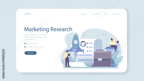 Marketing research web banner or landing page set. Statistics analysis