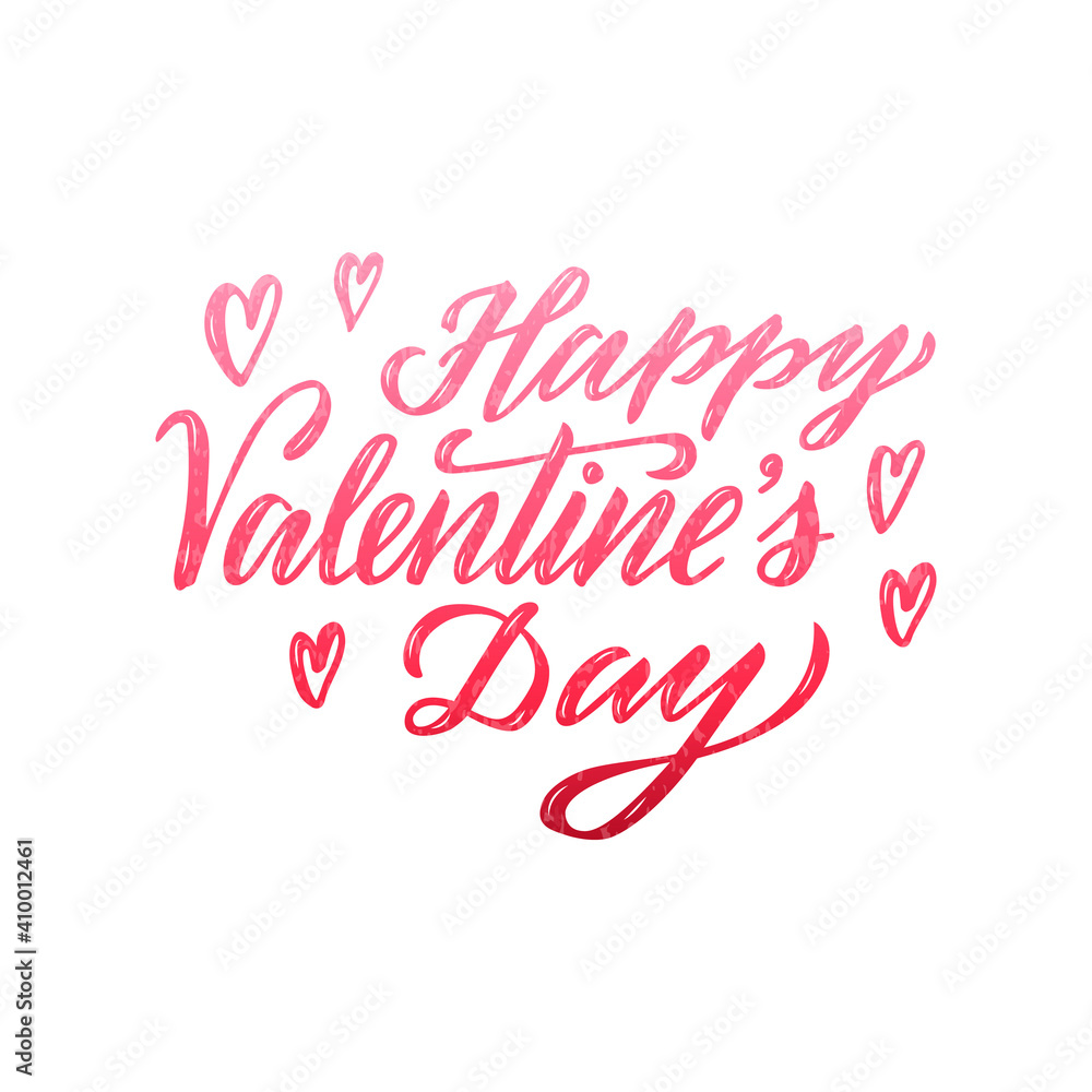 Vector illustration of happy valentines day lettering for banner, poster, advertisement, greeting card, postcard, invitation design. Handwritten text for web template or print for St Valentines day 
