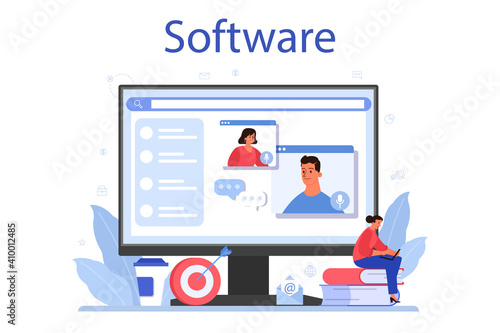 Outsourcing online service or platform. Idea of teamwork