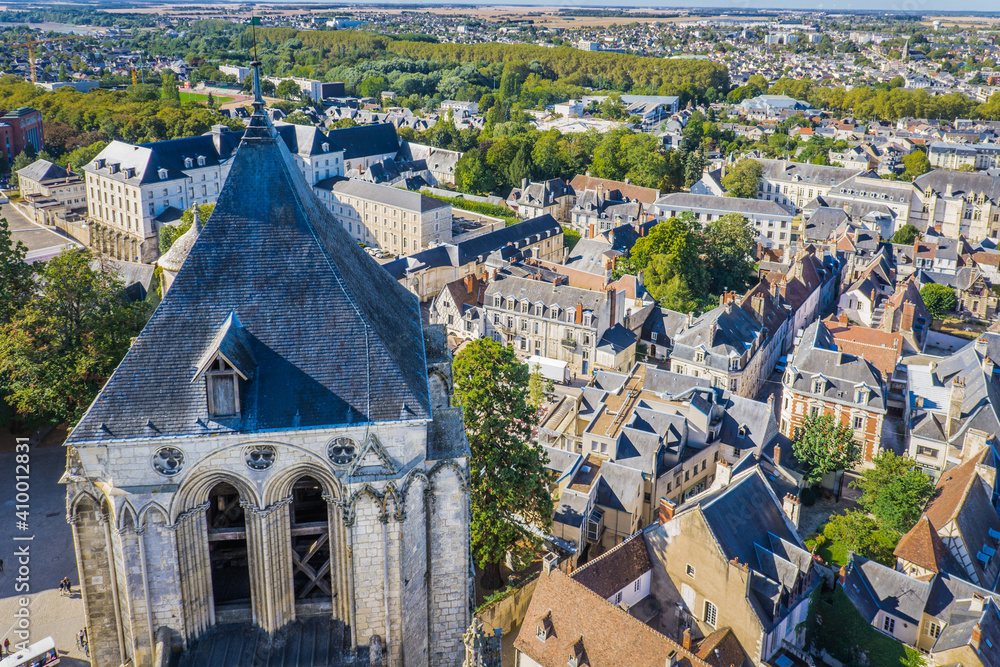 View on the medieval city of Bourges from the roof of the cathedral of Bourges (Berry, France), a gothic wonder listed as a UNESCO world heritage site
