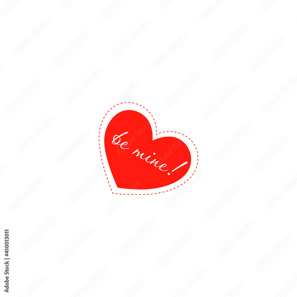 Handwritten phrase Be Mine decorated with heart. Love, Romance, Valentines Day concept