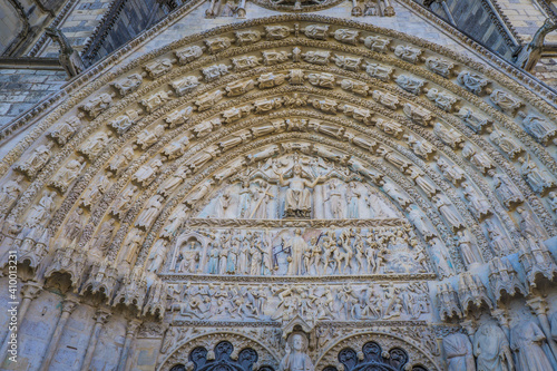 the beautifully carved tympanum of the Cathedral of Bourges (Berry, France), a gothic wonder listed as a UNESCO World Heritage site