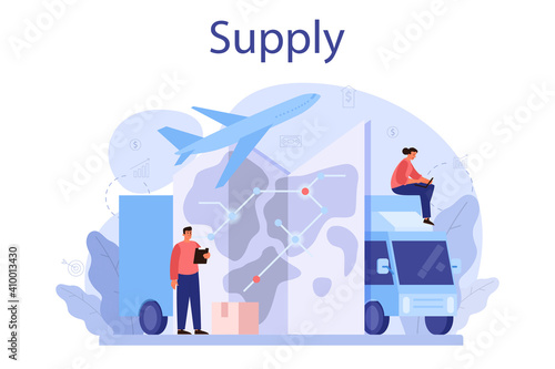 Supply concept. B2B idea, global logistic and transportation service.