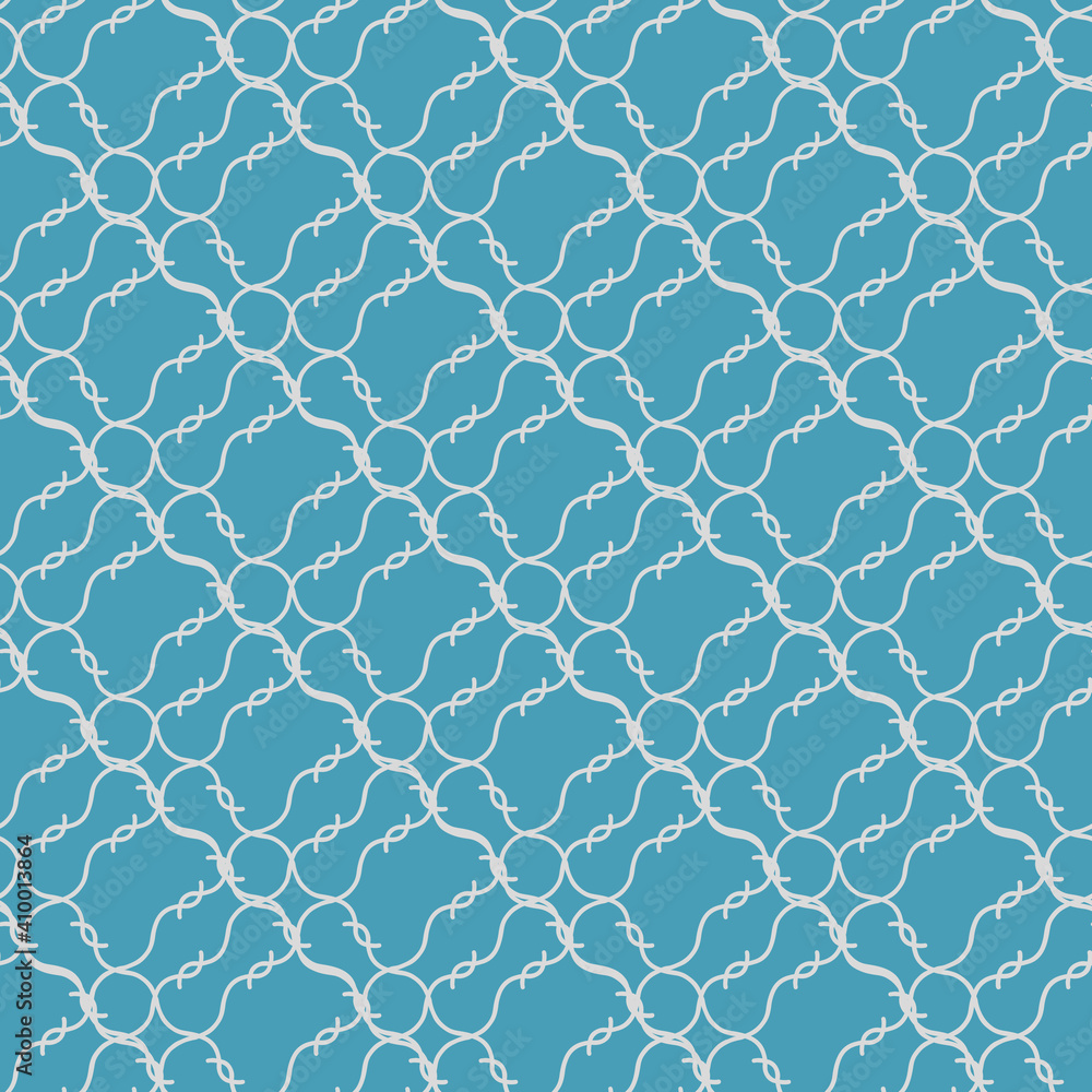 Seamless light abstract patterns on a blue background. Curved intertwined lines, circles, spikes. Imitation of barbed wire. Design for textiles, wallpaper, packaging, fabrics, scrapbooking, decor Seamless light abstract patterns on a blue background. Curved intertwined lines, circles, spikes. Imitation of barbed wire. Design for textiles, wallpaper, packaging, fabrics, scrapbooking, decor