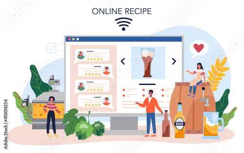 Beer online service or platform. Craft beer production, brewing process.