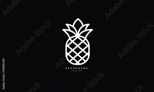 Minimal Pineapple logo design, Pineapple Vector template