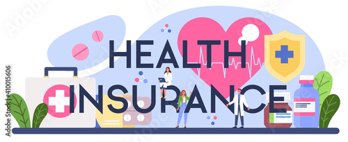 Health insurance typographic header. Idea of security and protection