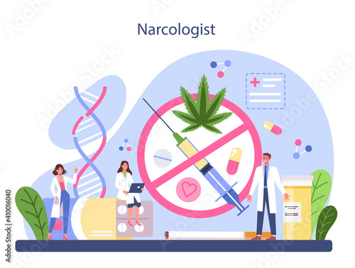 Narcologist concept. Professional medical specialist. Drug addiction