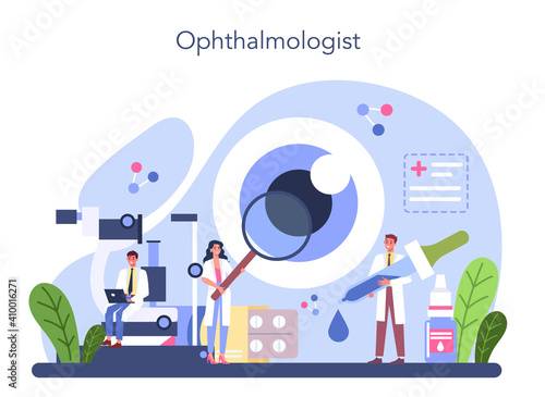 Ophthalmologist concept. Idea of eyesight check and treatment.