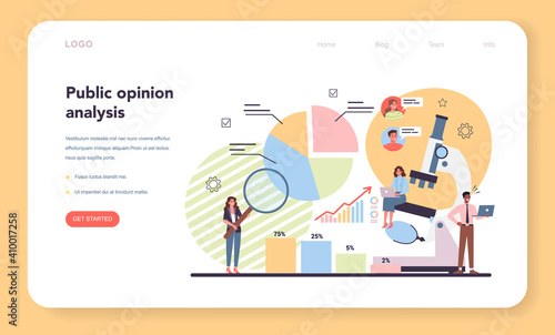 Public opinion on website analysis web banner or landing page