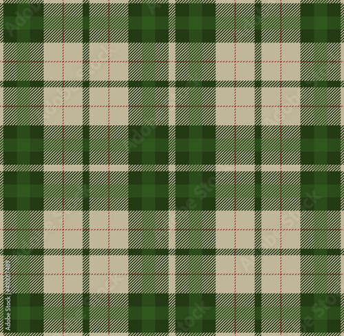 Green, beige and red plaid. Tartan pattern for clothes, pillows, tablecloth, paper etc.