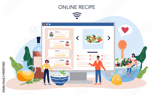Fresh salad in a bowl online service or platform. Peopple cooking organic