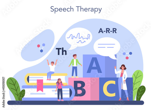Speech therapist concept. Didactic correction and speech treatment idea